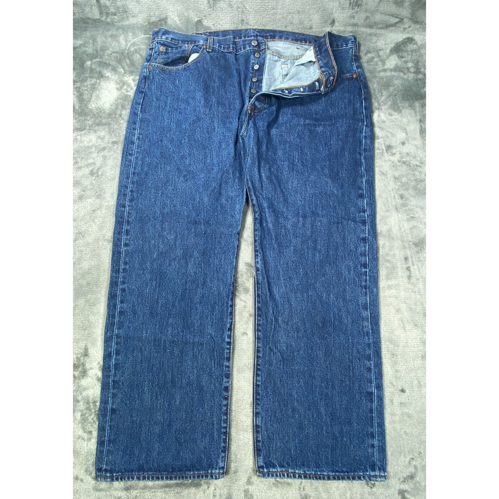 Levis 501 Jeans Mens‎ 44X28 Blue Straight Leg Stone Wash Button Fly Work Farmer